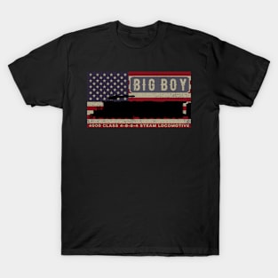 Big Boy 4000 Class Steam Locomotive Train Vintage USA American Flag T-Shirt